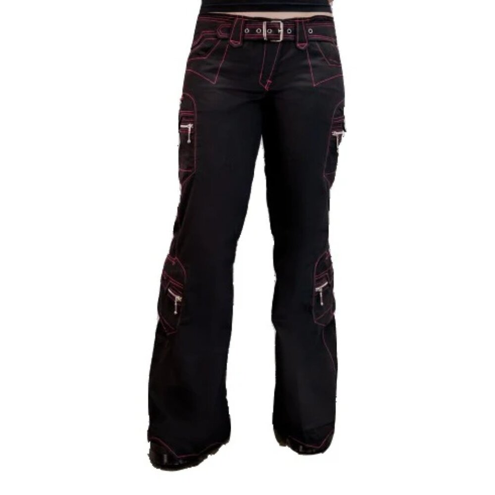 Women's Handmade Chains Black Rhinestones Gothic Punk Buckles Baggy Pants Emo